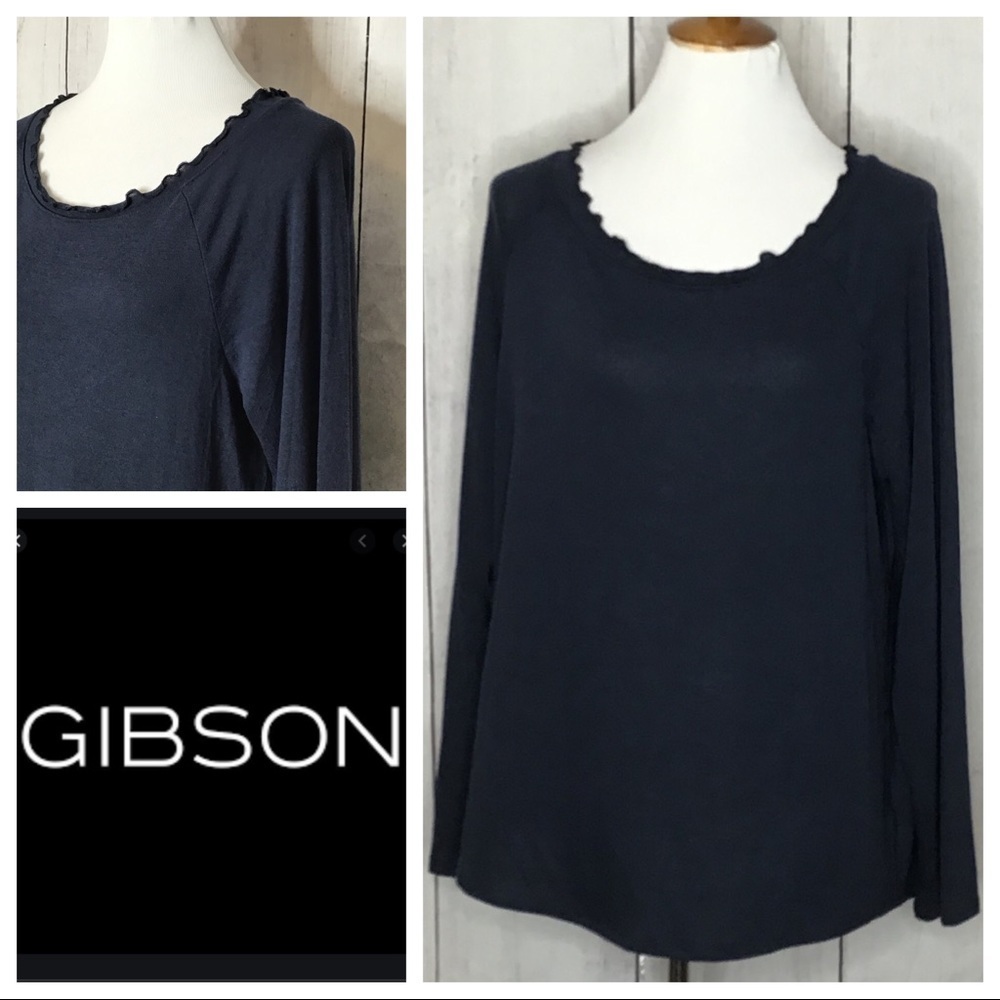 Gibson Scalloped Scoop Neck Sweater